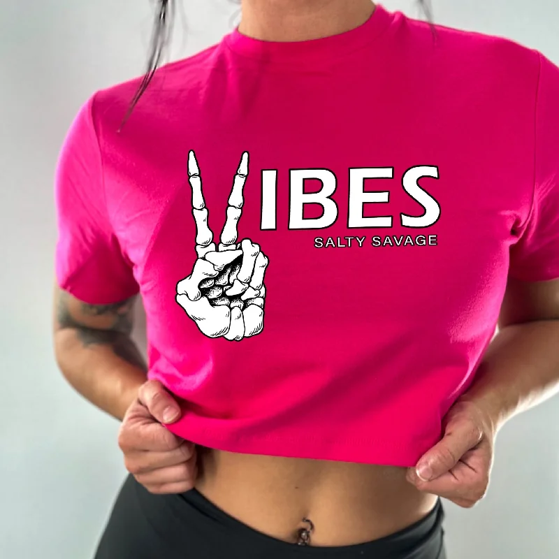 Salty Savage Ladies "Vibes" Performance Crop Tee