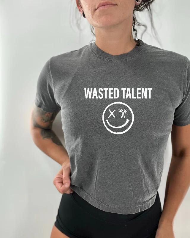 Salty Savage Ladies "Wasted Talent" Mineral Washed Crop Tee