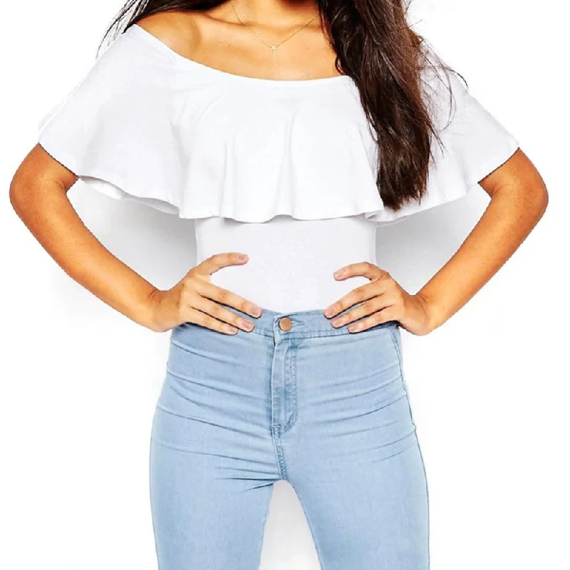 Off Shoulder Bodysuit Crop Top