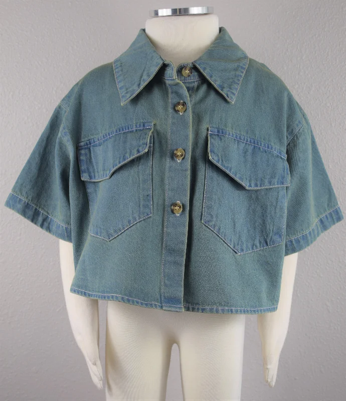 Girls Denim Crop Top