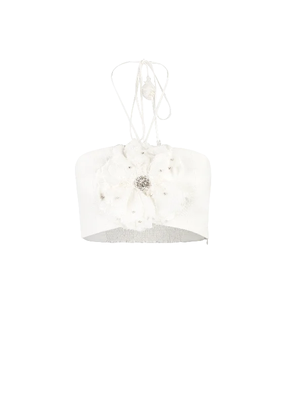 Gol Crop Top - Off White by RosewaterHouse