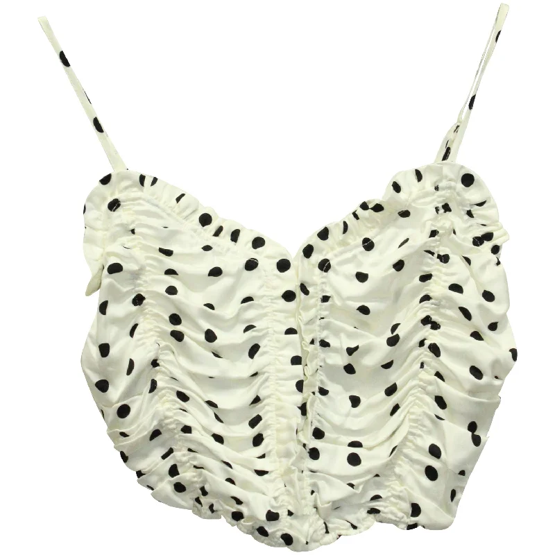 Maje Lenota Polka-Dot Crop Top in White Viscose