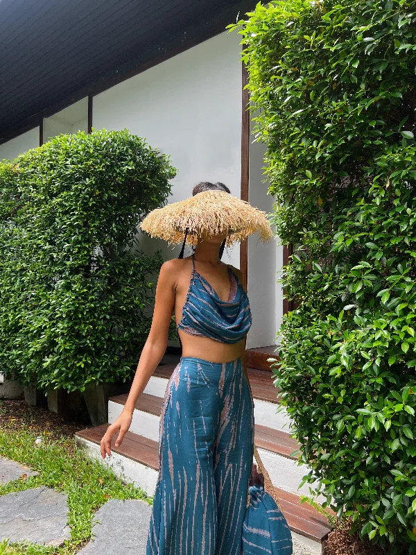 Maya Crop Top - Teal Tie Dye