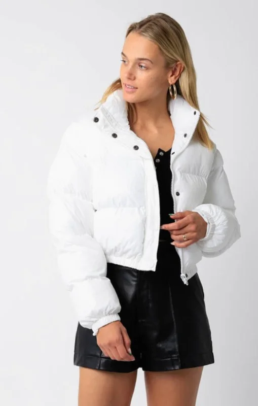 Ready For The Slopes Crop Puffer Jacket: White