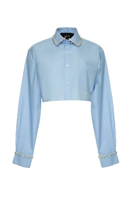 SKY BLUE BEADSY CROPPED TOP