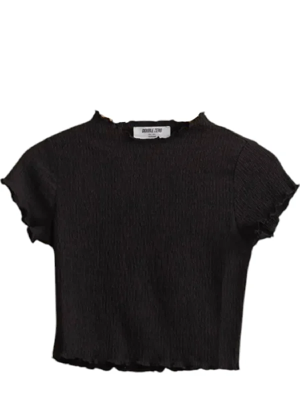 Textured Short Sleeve Crop Top In Black