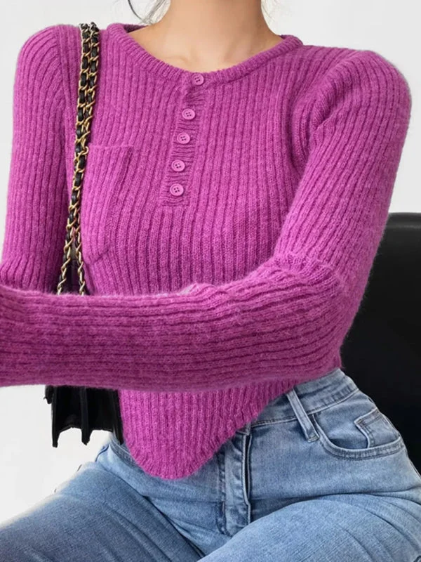 Cozy Ribbed Crop Sweater | Thickened Knit Top